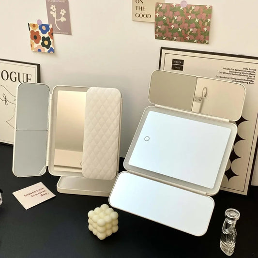 Trifold LED Makeup Mirror