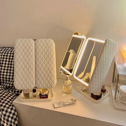 Trifold LED Makeup Mirror