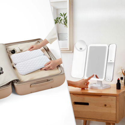 Espejo de Maquillaje Tríptico Profesional con iluminación LED Inteligente