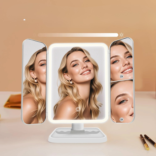 Professional Tri-fold Makeup Mirror with Smart LED Lighting